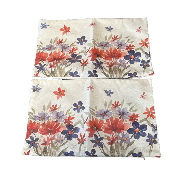 Unbranded Other - Set Of 2 Throw Pillow Covers 19 x 12 Beautiful Flower Pattern Sofa Bed Patio